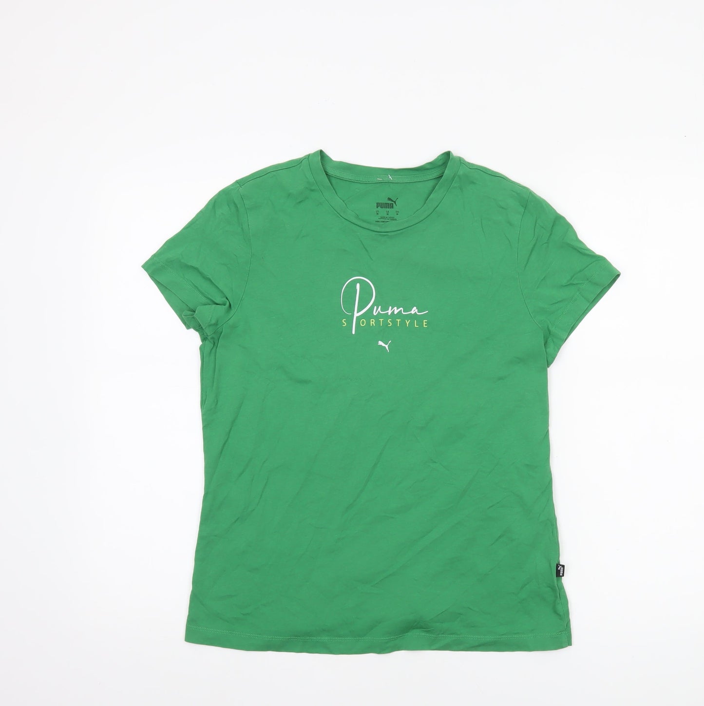 Puma Women’s Green Sportstyle T-Shirt Medium Basic Crew Neck