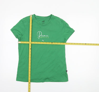 Puma Women’s Green Sportstyle T-Shirt Medium Basic Crew Neck