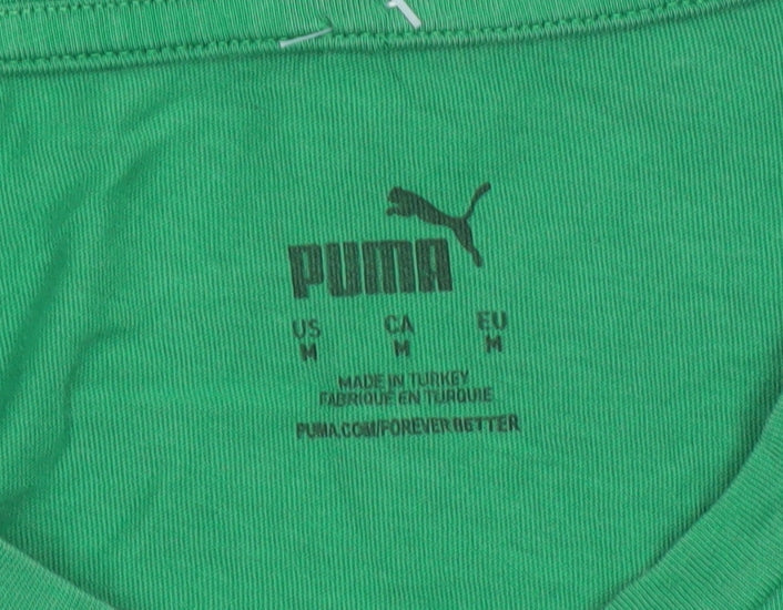 Puma Women’s Green Sportstyle T-Shirt Medium Basic Crew Neck