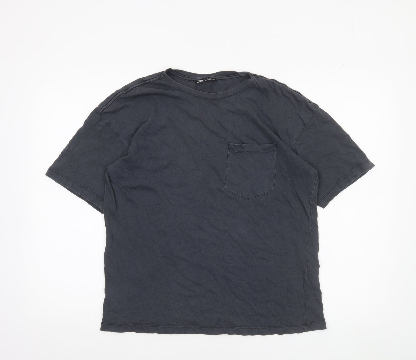 Womens UK Size S Zara Black Basic T-Shirt