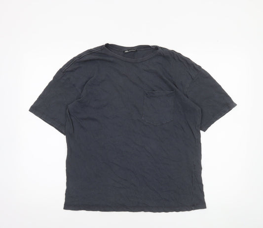 Womens UK Size S Zara Black Basic T-Shirt