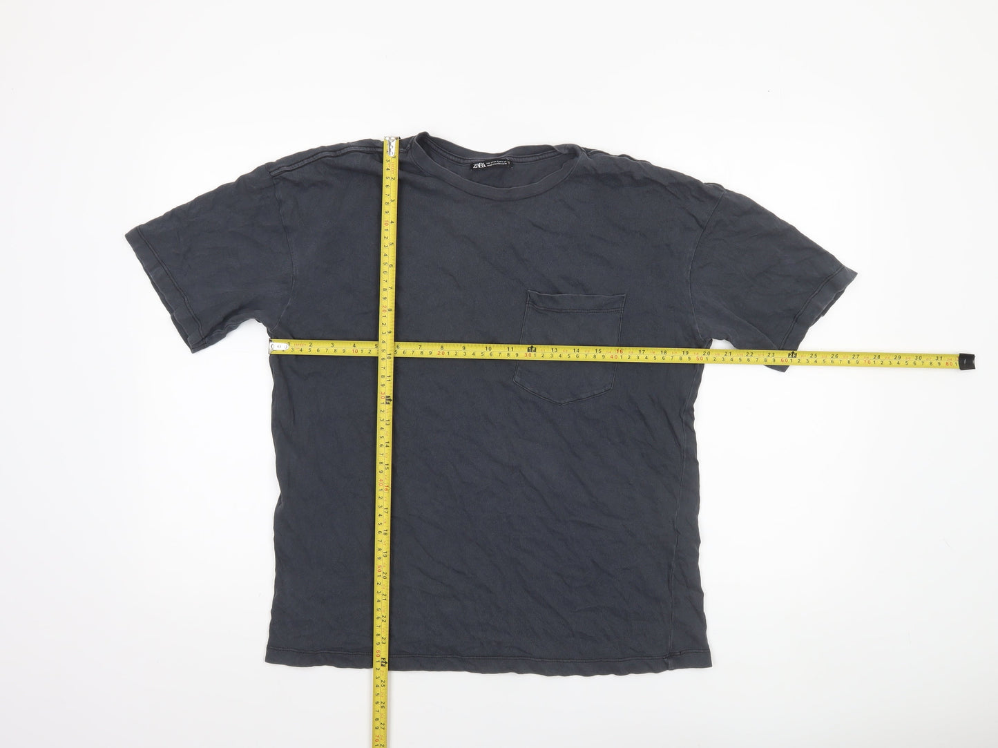 Womens UK Size S Zara Black Basic T-Shirt