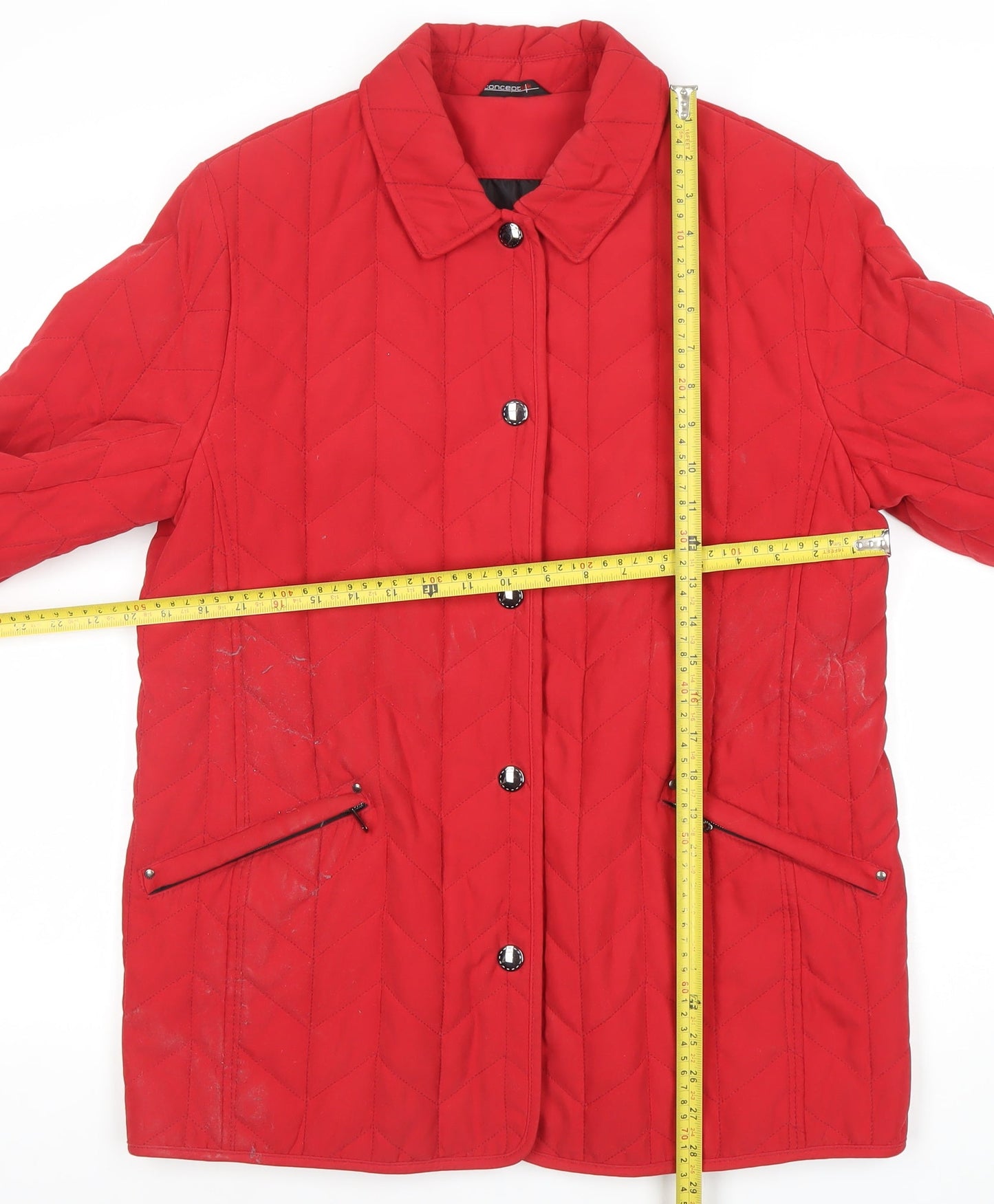 Womens UK Size 12 Concept K Red Quilted Coat