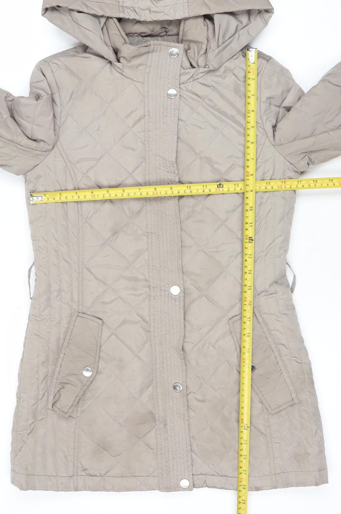 DKNY Womens Beige Quilted Hooded Mid-Length Coat XS