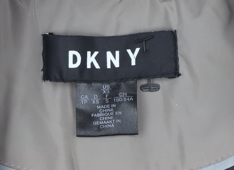 DKNY Womens Beige Quilted Hooded Mid-Length Coat XS