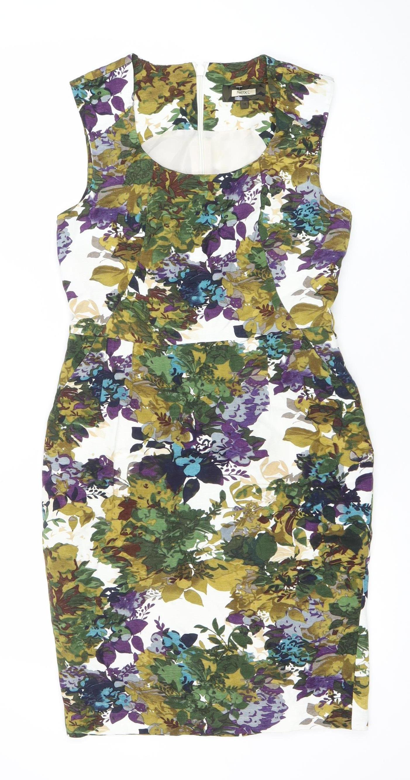 Next Women’s Multicoloured Floral Sheath Dress Size 10 Knee Length