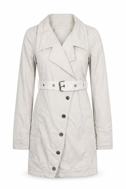 PrettyLittleThing Women’s Beige Trench Coat UK 6 Belted Cotton Blend