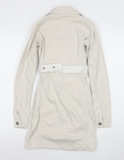 PrettyLittleThing Women’s Beige Trench Coat UK 6 Belted Cotton Blend