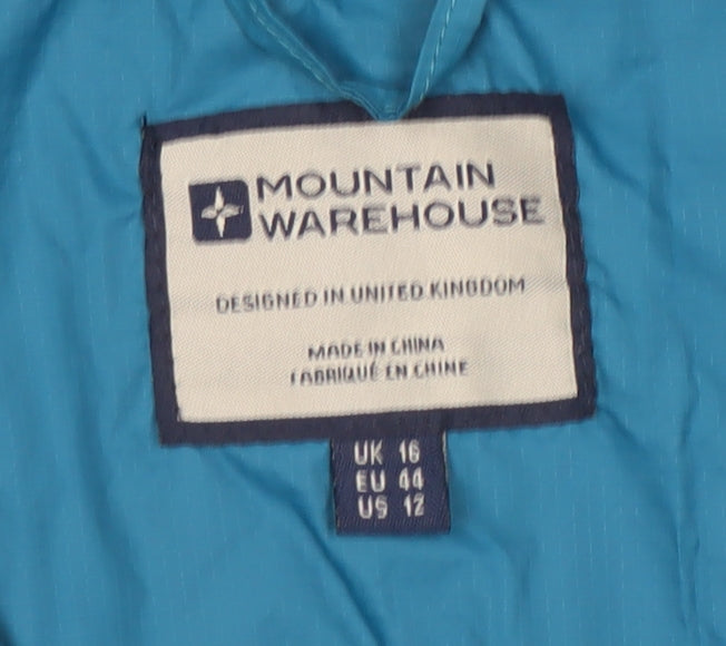 Mountain Warehouse Women’s Blue Waterproof Hooded Rain Jacket Size 16