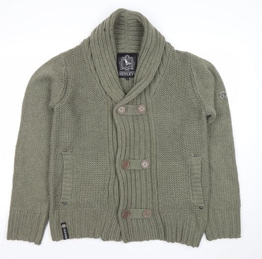 Henleys Men’s Green Chunky Knit Shawl Collar Cardigan Jumper M