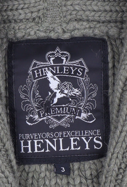 Henleys Men’s Green Chunky Knit Shawl Collar Cardigan Jumper M
