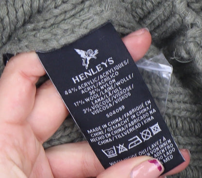 Henleys Men’s Green Chunky Knit Shawl Collar Cardigan Jumper M