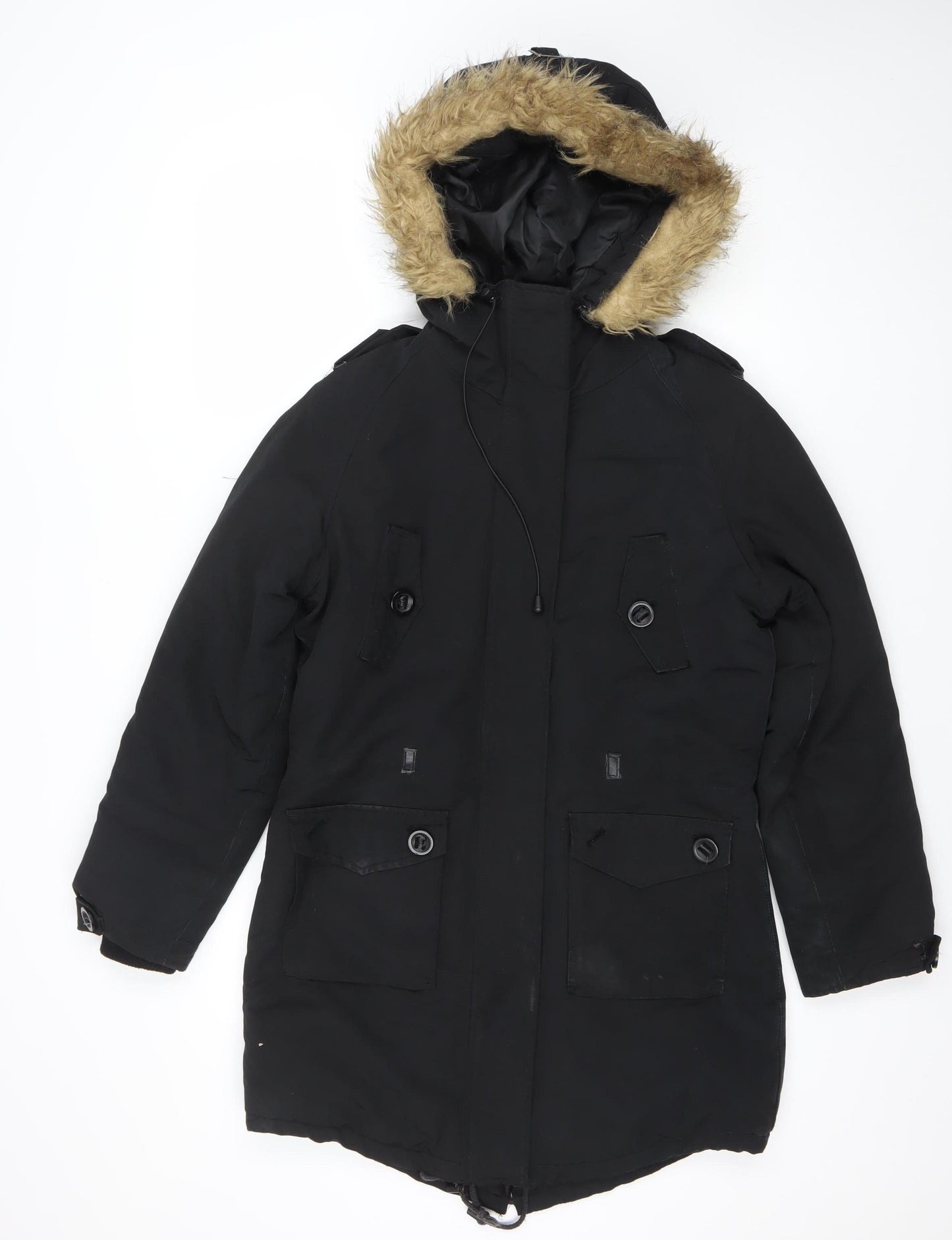 Womens UK Size 12 NutShell Black Parka Coat