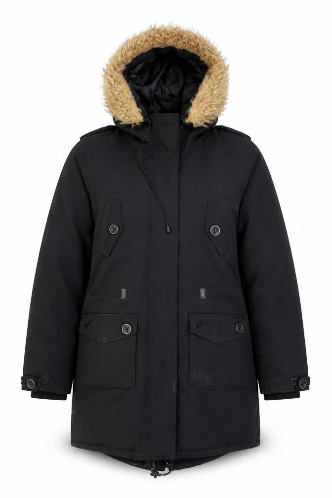Womens UK Size 12 NutShell Black Parka Coat