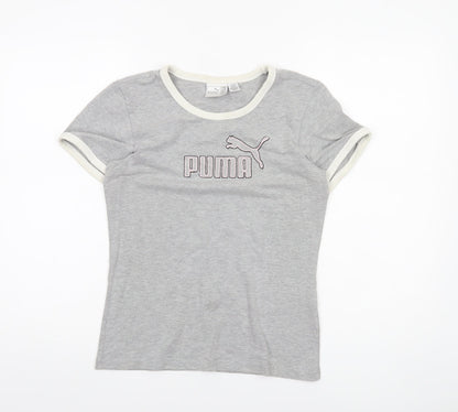 Puma Womens Grey Ringer T-Shirt Size 14 Slim Fit Short Sleeve