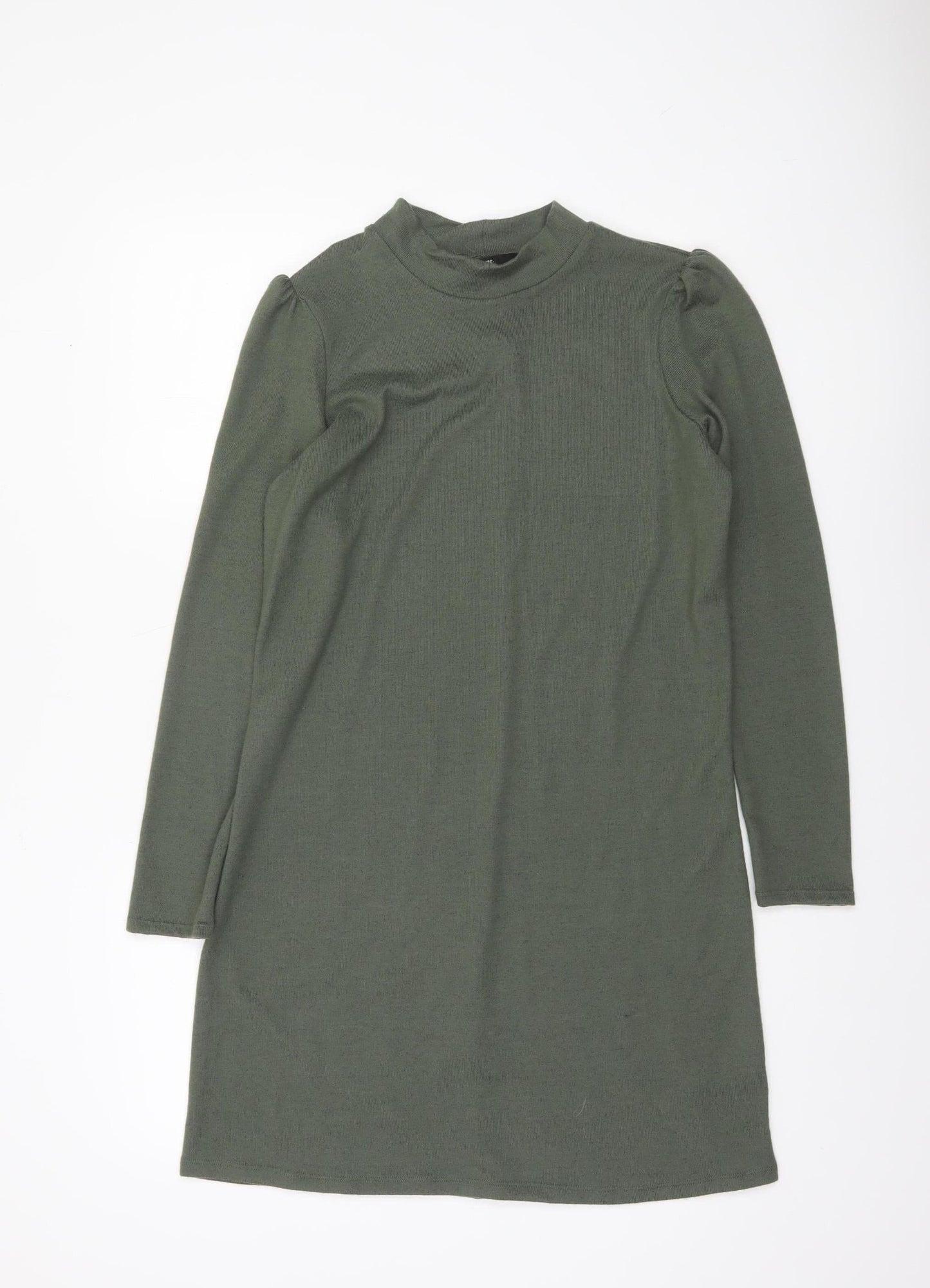 George Women Khaki Green Size 12 Shift Knit Dress Long Sleeve