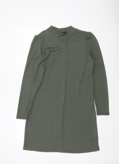 George Women Khaki Green Size 12 Shift Knit Dress Long Sleeve