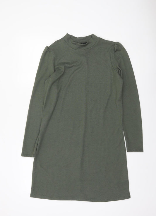 George Women Khaki Green Size 12 Shift Knit Dress Long Sleeve