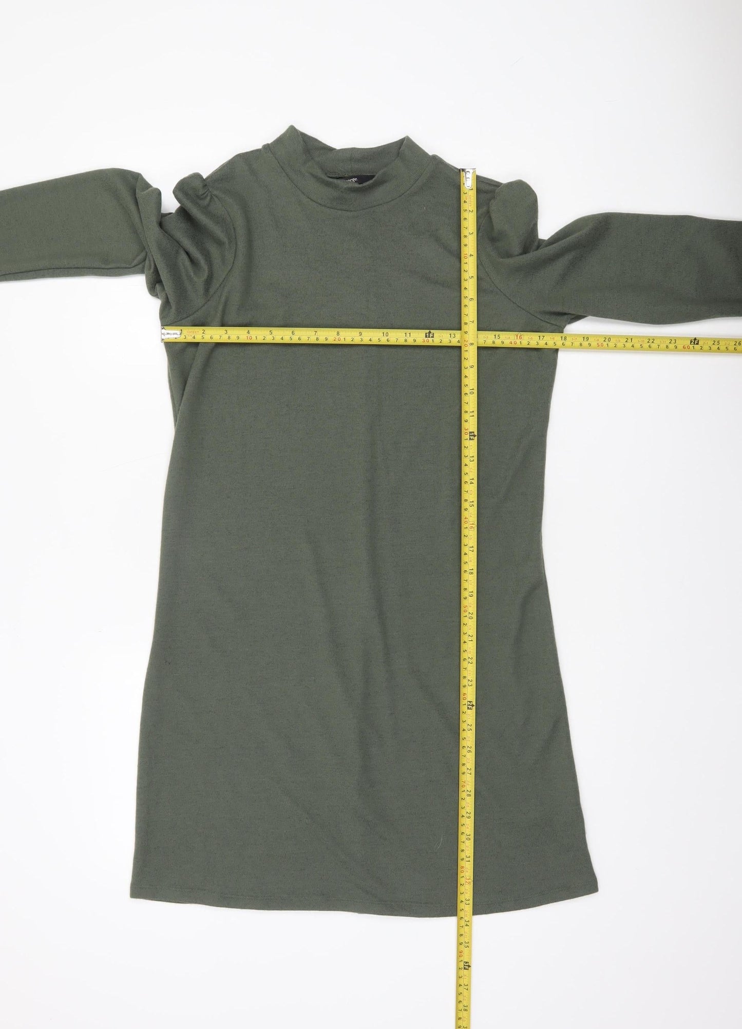 George Women Khaki Green Size 12 Shift Knit Dress Long Sleeve