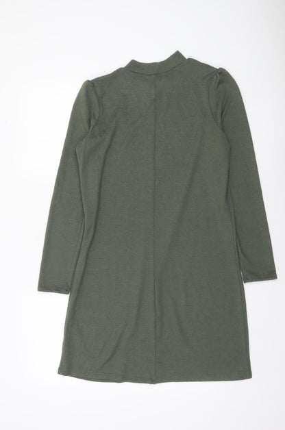George Women Khaki Green Size 12 Shift Knit Dress Long Sleeve