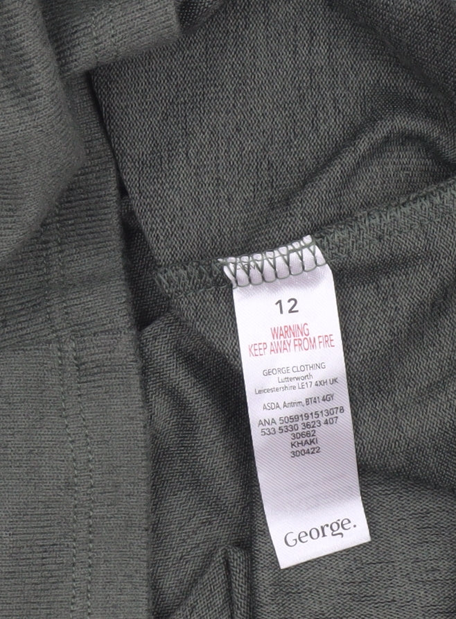 George Women Khaki Green Size 12 Shift Knit Dress Long Sleeve