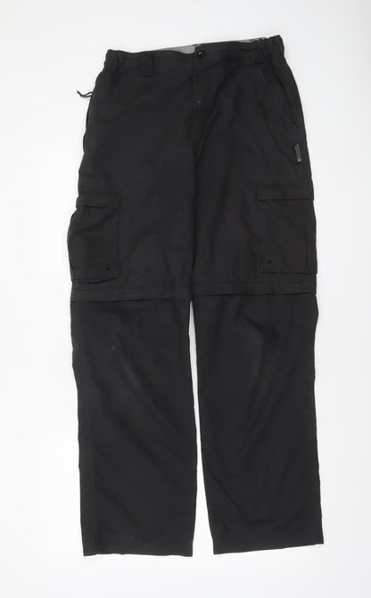 Mountain Warehouse Men's Black Regular Fit Convertible Cargo Trousers Size 30