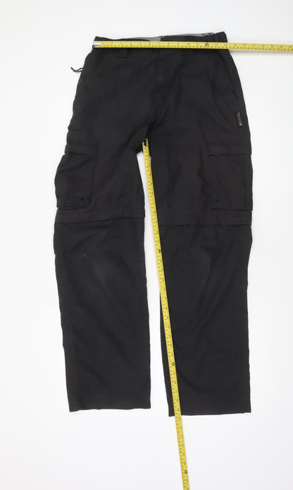 Mountain Warehouse Men's Black Regular Fit Convertible Cargo Trousers Size 30