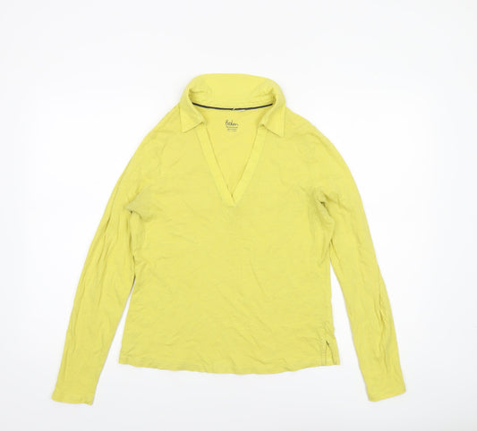 Boden Women's Yellow Collared Long Sleeve Cotton Jersey Top Size S