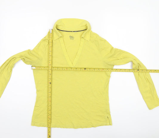 Boden Women's Yellow Collared Long Sleeve Cotton Jersey Top Size S