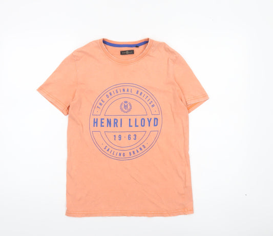 Henri Lloyd Boys Red Orange 12-13 Years Cotton Graphic T-Shirt