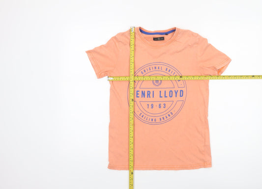 Henri Lloyd Boys Red Orange 12-13 Years Cotton Graphic T-Shirt