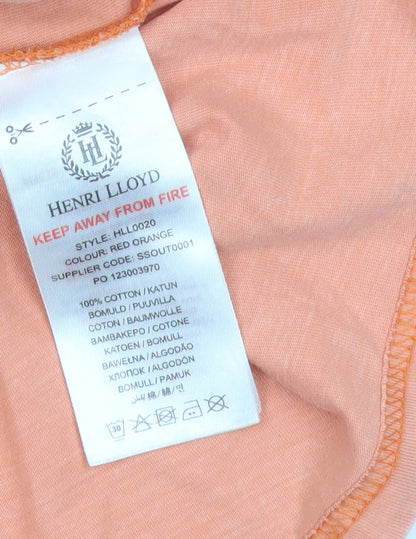 Henri Lloyd Boys Red Orange 12-13 Years Cotton Graphic T-Shirt