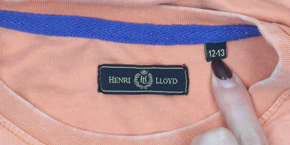 Henri Lloyd Boys Red Orange 12-13 Years Cotton Graphic T-Shirt