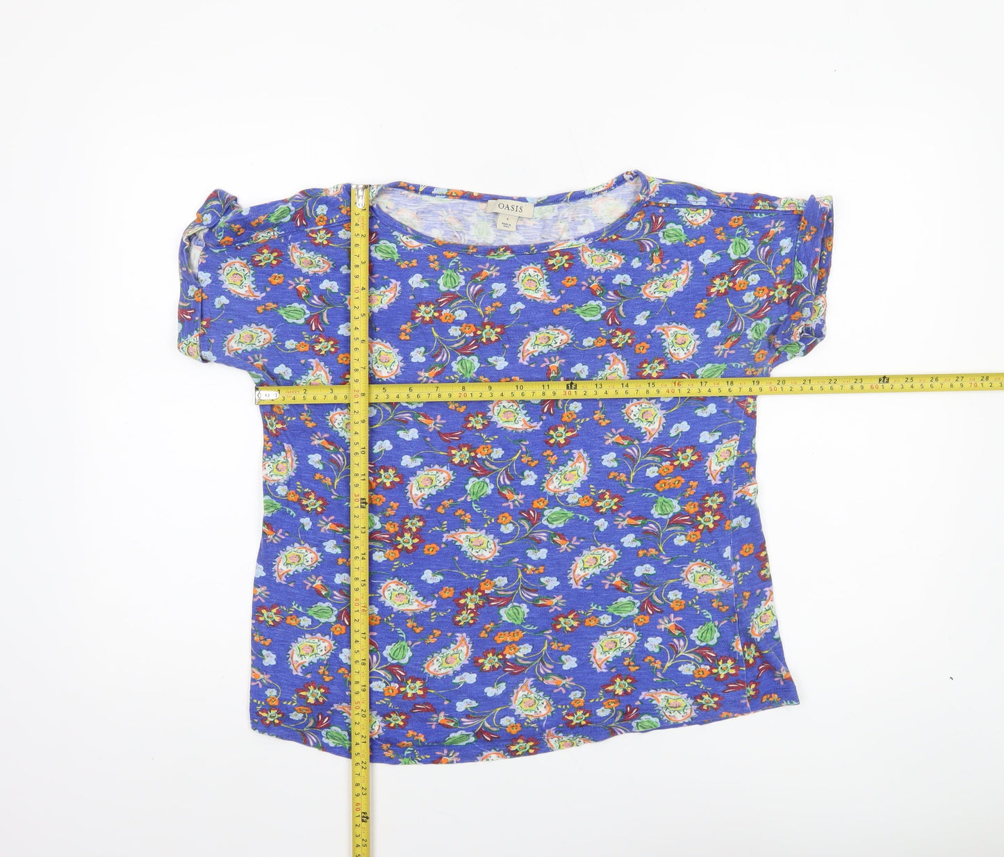 Womens UK Size S Oasis Blue Basic T-Shirt