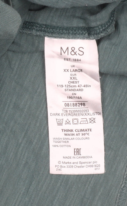 Mens UK Size 2XL Marks and Spencer Green  T-Shirt