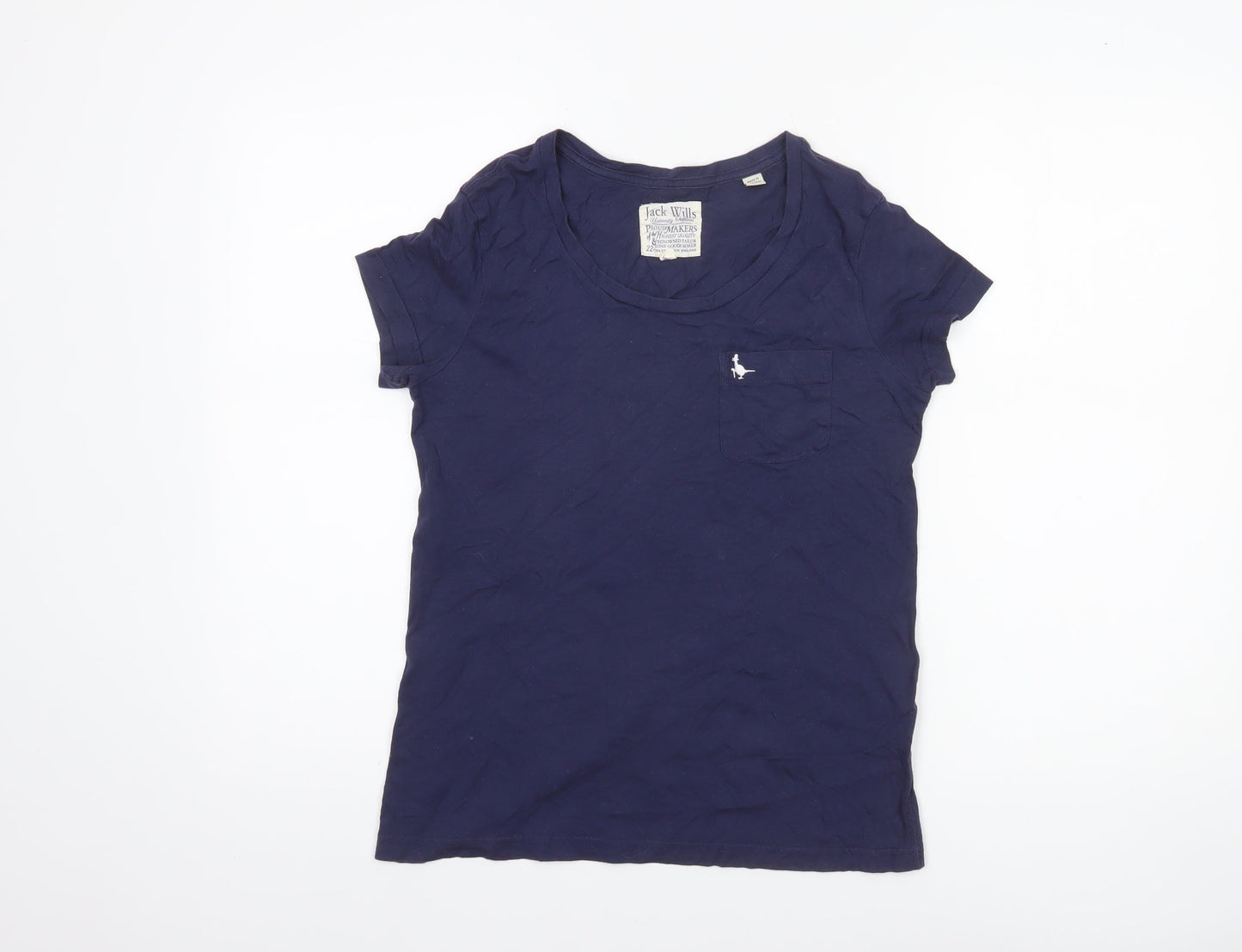 Jack Wills Women's Blue Cotton Short Sleeve Slim Fit T-Shirt UK 6