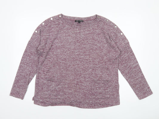 Womens UK Size S Cable & Gauge Purple Basic T-Shirt