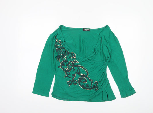 Womens UK Size M Funky Diva Green Wrap Blouse