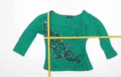 Womens UK Size M Funky Diva Green Wrap Blouse