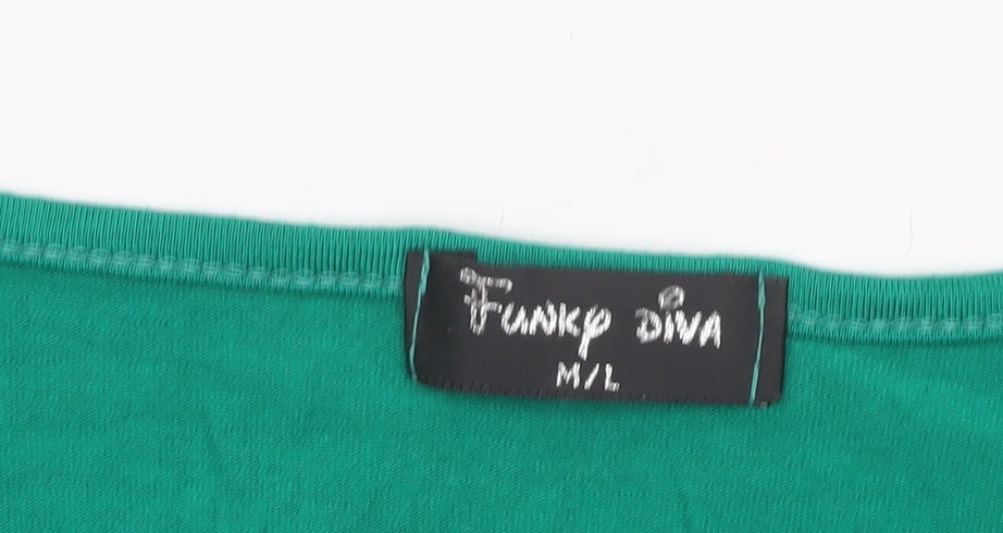 Womens UK Size M Funky Diva Green Wrap Blouse