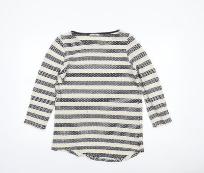 Tu Womens Black & Cream Striped 3/4 Sleeve Knit Top Size 10
