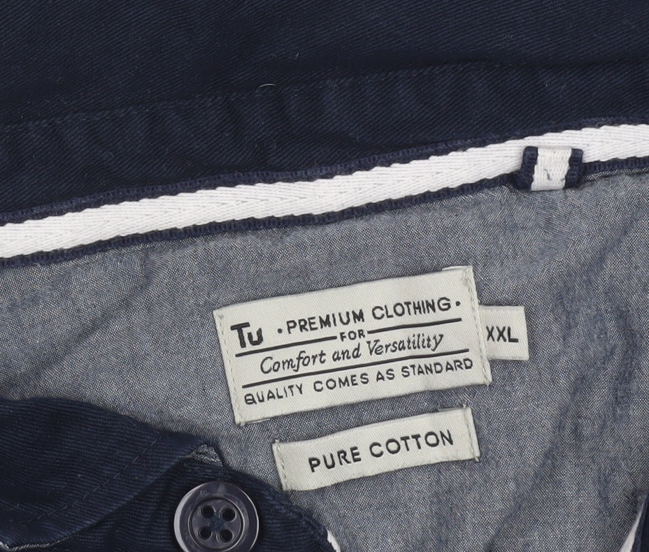 Tu Men's Blue Striped Cotton Polo Shirt 2XL Regular Fit