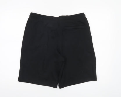 Puma Men Black Sweat Shorts L Regular Fit Elastic Waist Drawstring Pockets