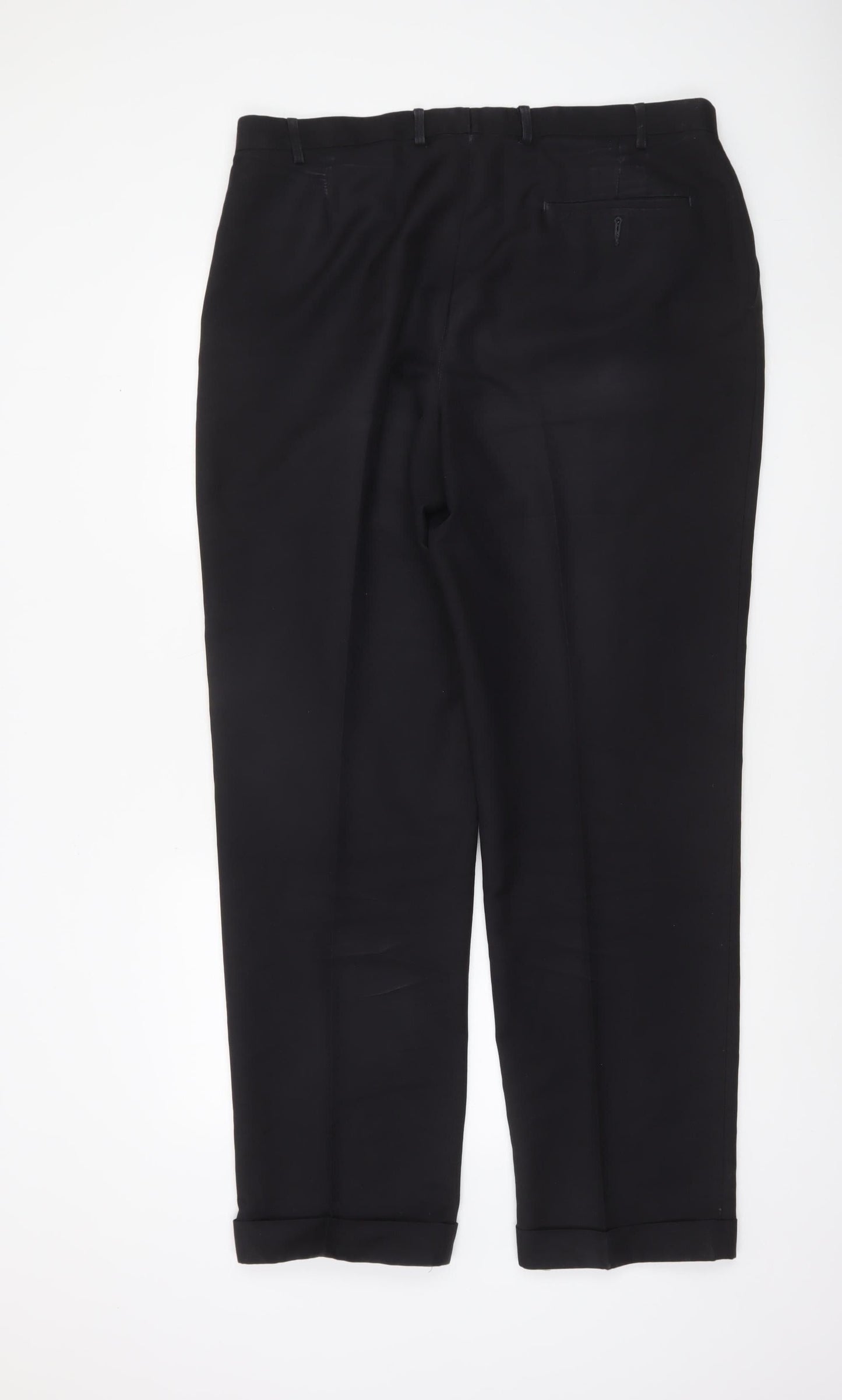 Marks and Spencer Men's Black 34 Regular Fit Pleated Dress Trousers
