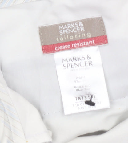 Marks and Spencer Men's Black 34 Regular Fit Pleated Dress Trousers