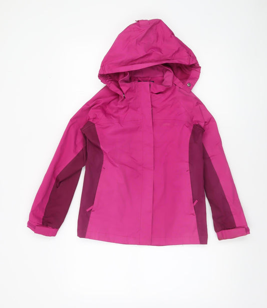 Mountain Warehouse Girls Pink Waterproof Hooded Rain Coat Jacket 9-10 Years