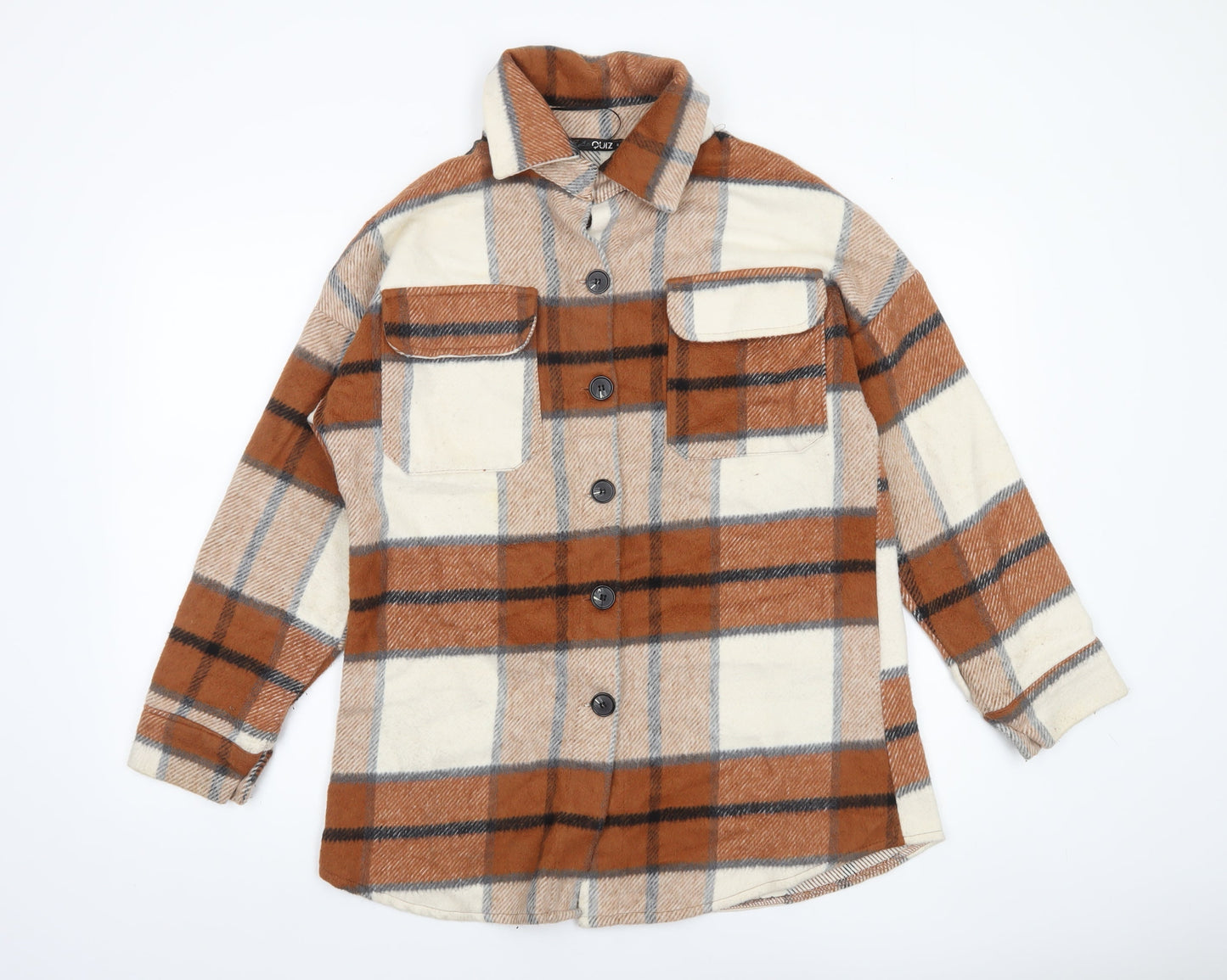 Womens UK Size S Quiz Brown Shacket