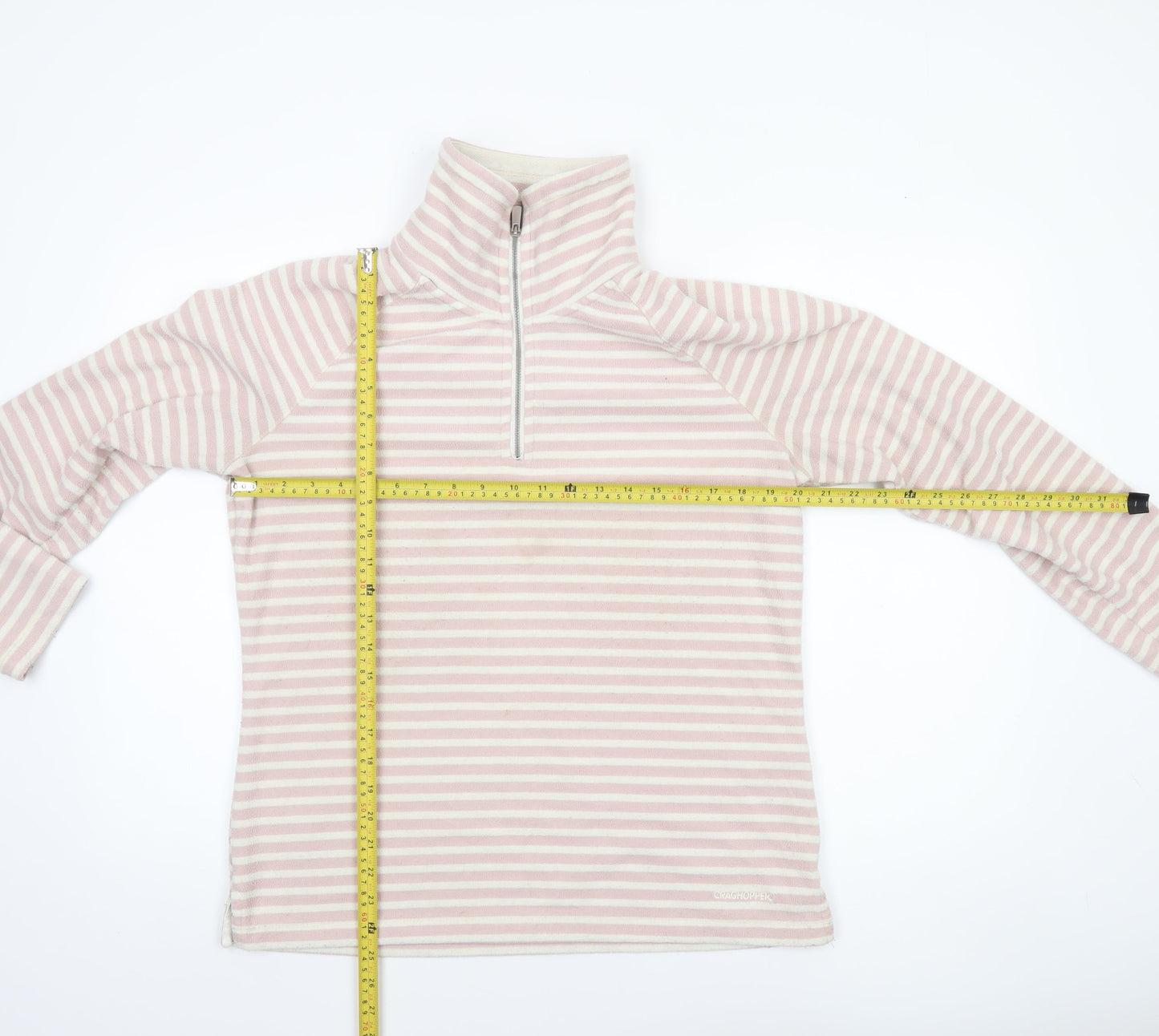 Craghoppers Women Pink Stripe 1/2 Zip Fleece Sweatshirt UK14