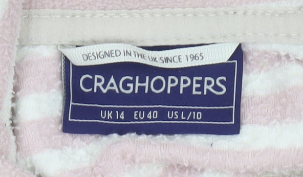 Craghoppers Women Pink Stripe 1/2 Zip Fleece Sweatshirt UK14