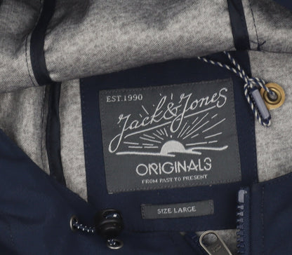 Mens UK Size L JACK & JONES Blue Windbreaker Coat